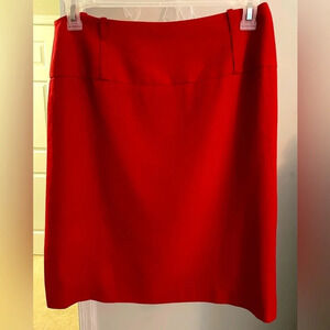 Carlisle 12 red pencil skirt w/wide waist. Lined 27%linen/57%wool/22%nylon.